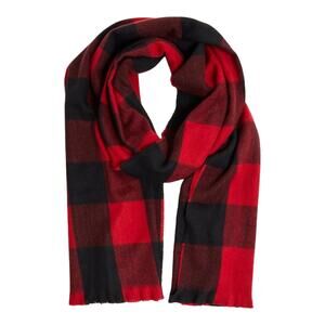 Torrid Long BLANKET SCARF 76”x24” Red & Black Plaid Buffalo Check LG Soft Wrap